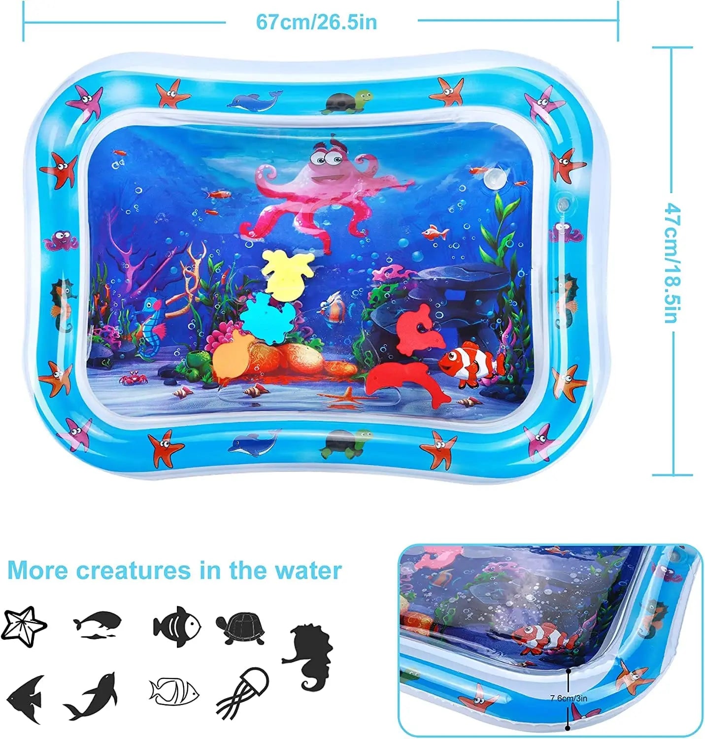 Inflatable Tummy Time Mat, Premium Baby Water Play Mat for Infants and Toddlers