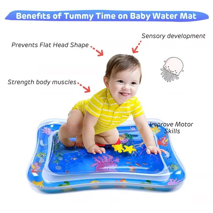 Inflatable Tummy Time Mat, Premium Baby Water Play Mat for Infants and Toddlers